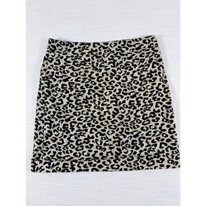 Leopard Print Mini Skirt Tan Black Animal Pattern Straight Tailored Skirt